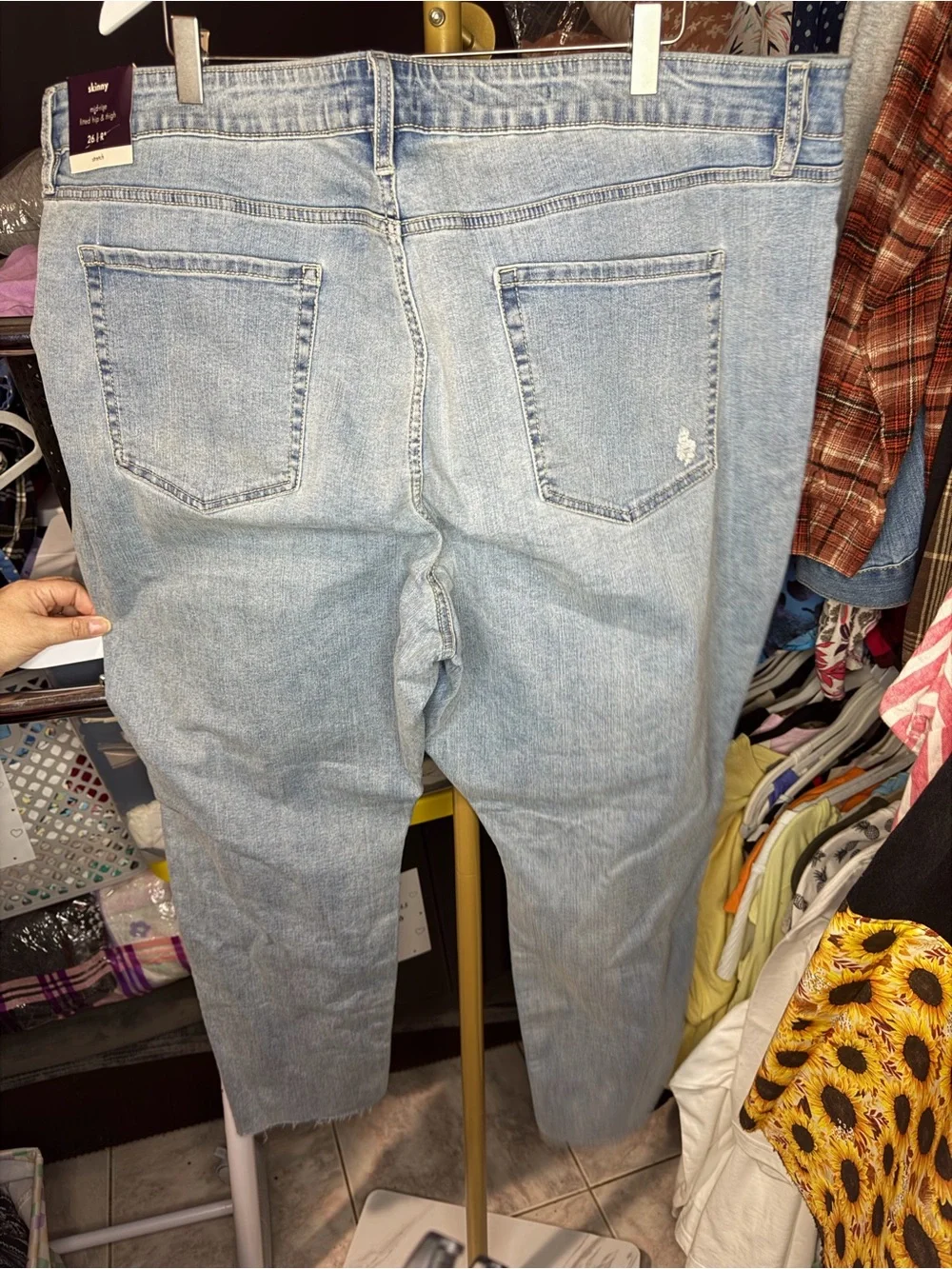 Ava & Viv Light Wash Skinny Jeans with Knee Distress & raw hem